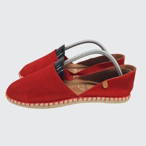 Verbenas Carmen Red Suede Espadrille Flats Made in Spain Women's Size 41(US 9)